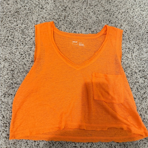 Aerie Bright Orange V-Neck Top - Picture 1 of 4